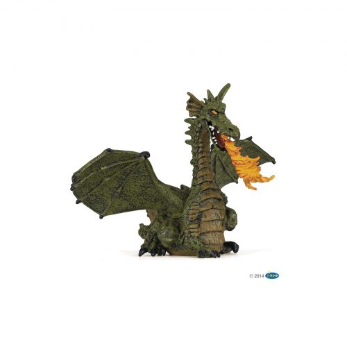 Dragon ailé vert avec flamme - Papo